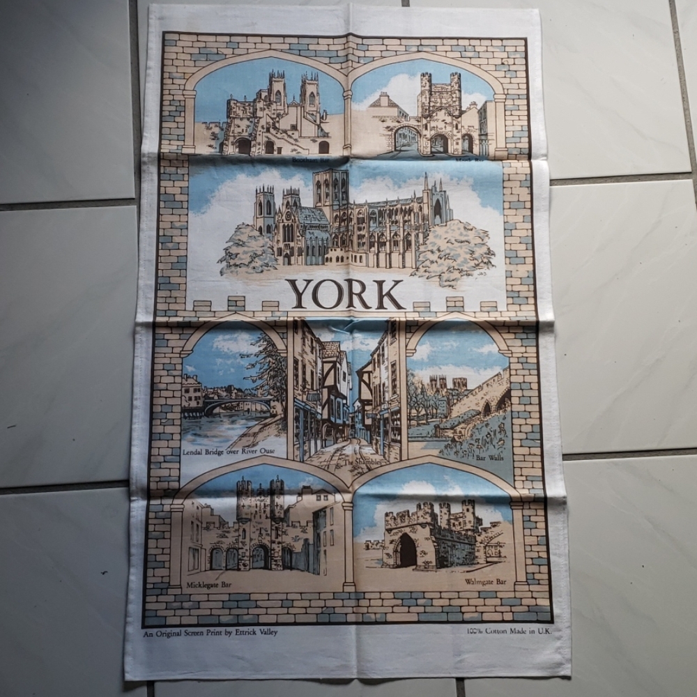 Brand new vintage "York" landmarks kitchen towel